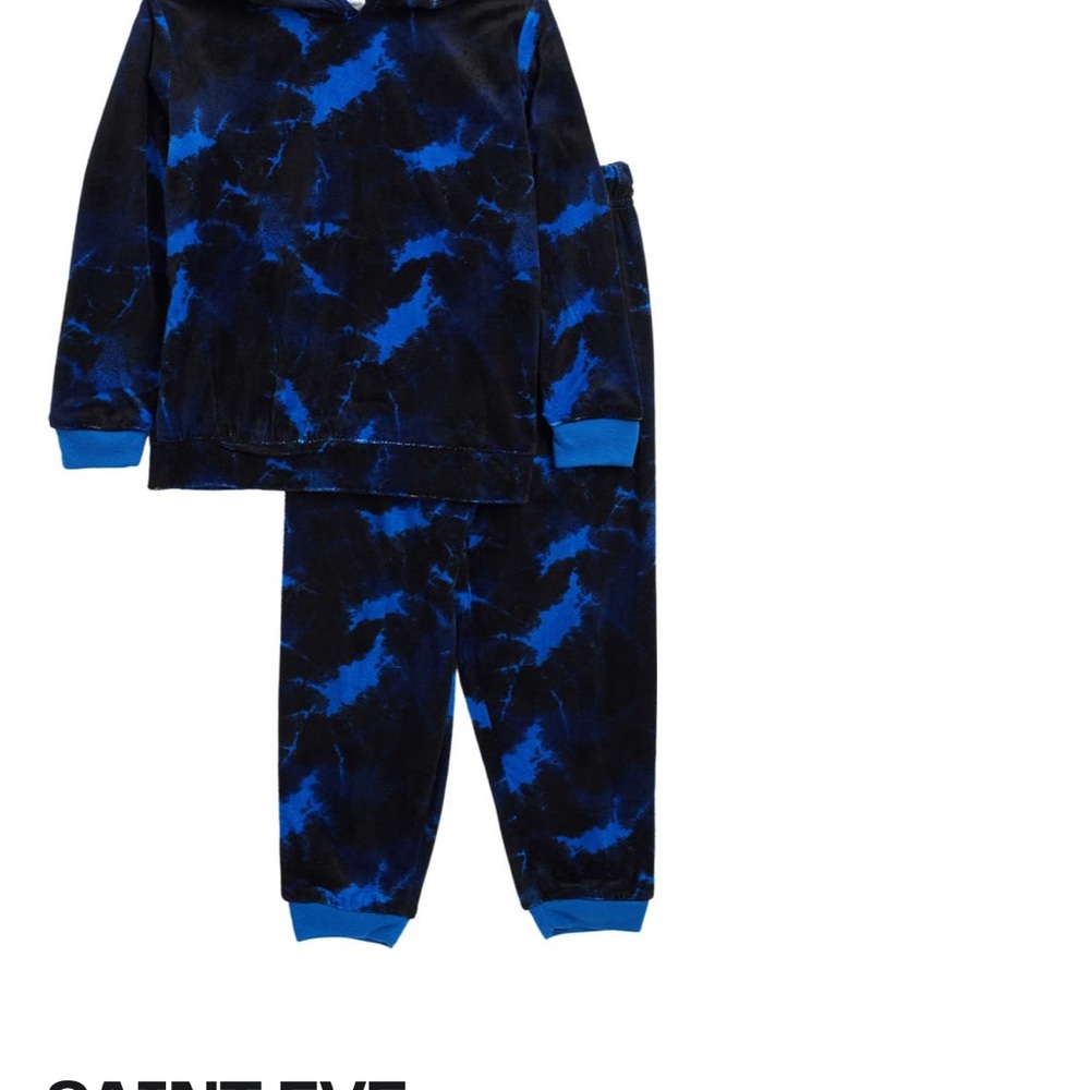 Saint Eve velour black & blue hoodie and jogger 2 piece set XS 4/5